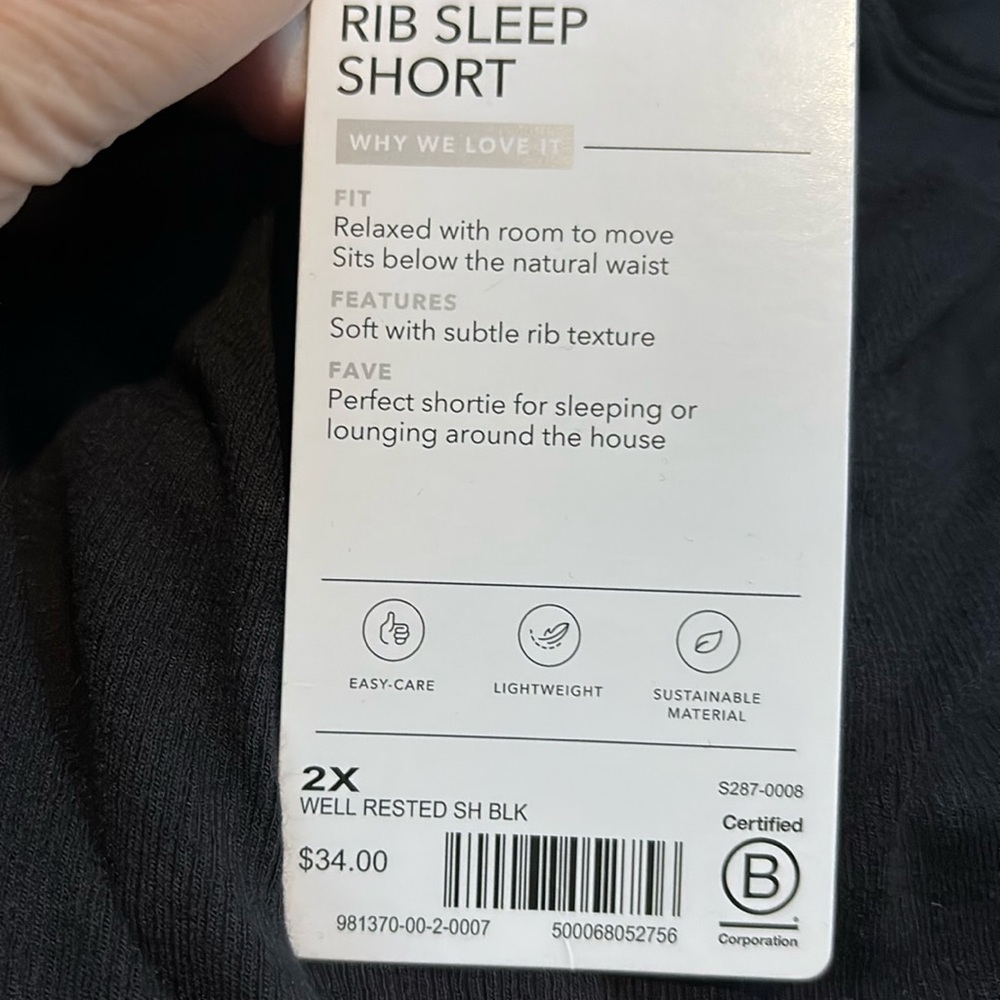 Athleta Well Rested Black Ribbed Sleep Short & Tank Pajama Set - Picture 5 of 7